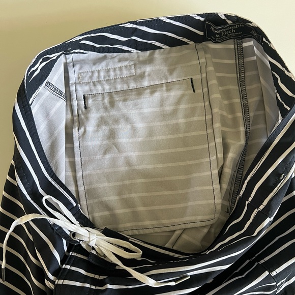 Abercrombie & Fitch Navy & White Nautical Striped Swim Trunks NWOT 33 - Picture 5 of 12